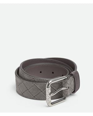 Bottega Veneta Intrecciato Stamp Belt - Gray