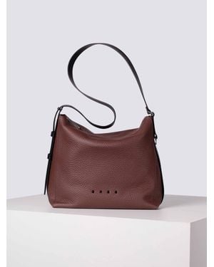 Bree Charlie Medium Genarbtes Leder - Braun