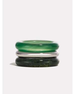 BY PARIAH Stone Trilogy Stack Chalcedony & Moss Agate - Green