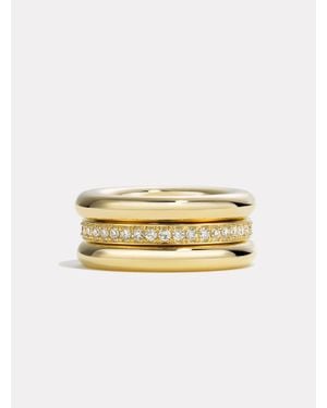 BY PARIAH Triple & Diamond Pinky Ring Stack - Metallic