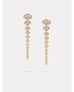 BY PARIAH Long Diamond Cluster Drop Earrings - White