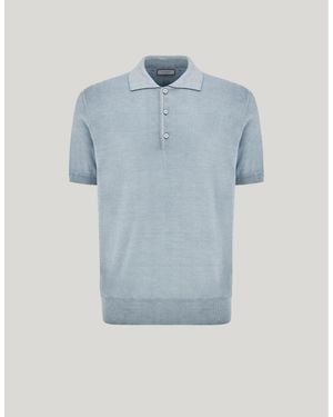 Canali Nuvola Brianza Garment-Dyed Wool And Silk Polo Shirt - Blue