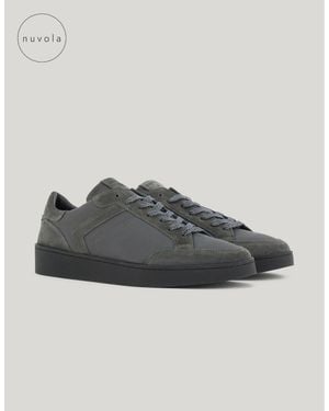 Canali Nuvola Nylon And Suede Trainers With Sole - Grey