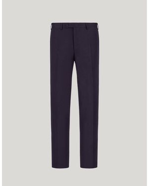 Canali Wool High-Waisted Flat-Front Trousers - Blue