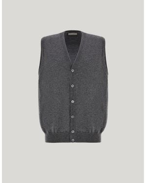 Canali Nuvola Anthracite Melange Cashmere Vest - Gray