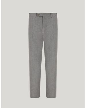 Canali Light High-Waist Flat-Front Trousers - Grey
