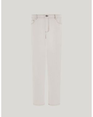 Canali Regular Fit Five Pocket Denim Cotton Trousers - White