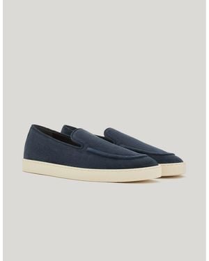 Canali Suede Loafers With Rubber Sole - Blue