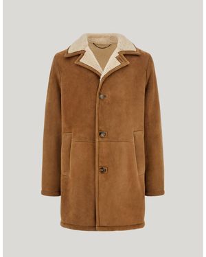 Canali Taupe Lamb Shearling Coat - Brown