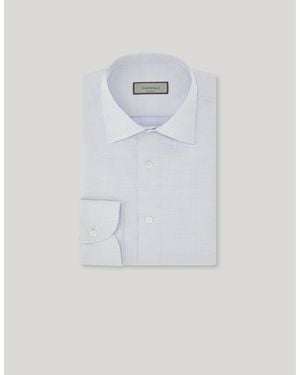 Canali And Light Cotton Micro-Check Regular-Fit Shirt - White