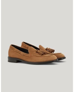Canali Nubuck Tassel Loafers With Rubber And Leather Soles - Brown