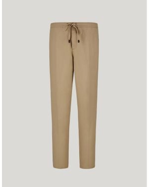 Canali Gelbbraune Hose Aus Leinen-Seidengewebe Mit Tunnelzug - Natur