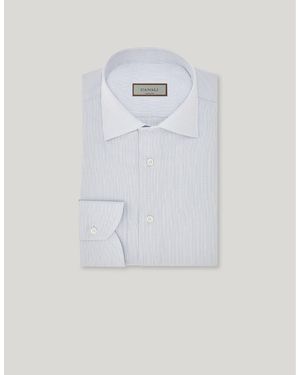 Canali Nuvola And Light Cotton Micro-Check Shirt - White