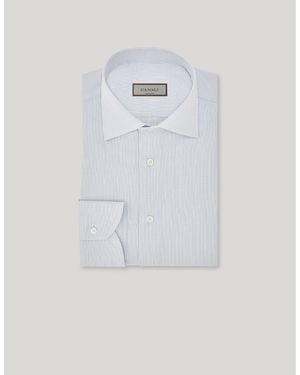 Canali Nuvola And Light Cotton Micro-Check Shirt - White