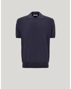 Canali Nuvola Dark Garment-Dyed Silk And Wool Polo Shirt - Blue