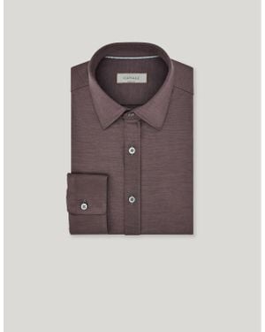 Canali Makelloses Casual-Regular-Fit-Hemd Aus Mauve-Braunem Wolljersey