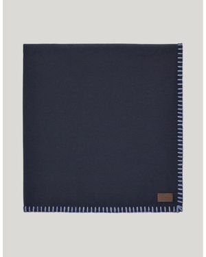 Canali Pure Wool Travel Blanket With Saddle Stitch - Blue