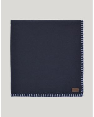 Canali Pure Wool Travel Blanket With Saddle Stitch - Blue