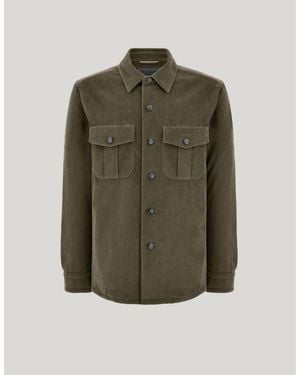 Canali Cotton Corduroy Relaxed-Fit Shirt Jacket - Green