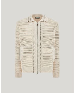 Canali Off- Zip-Up Cardigan - Natural