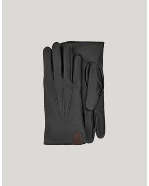 Canali Nappa Leather Gloves With Cashmere Lining - Black