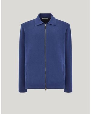 Canali Denim Full-Zip Jacket - Blue