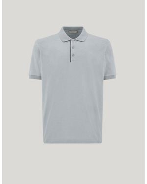 Canali Brianza Cotton Polo Shirt With Contrasting Piping On The Button Placket - Grey