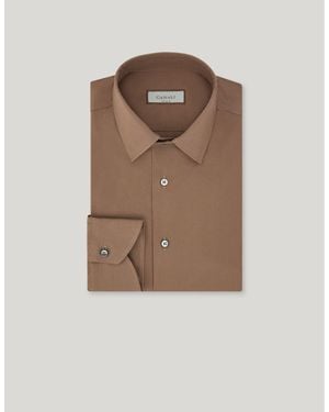 Canali Travel Stretch Cotton Regular-Fit Shirt - Brown