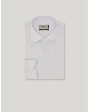 Canali Camicia Formale Bianca E Azzurra A Righe Regular Fit - Bianco