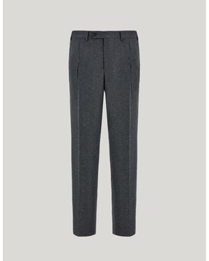 Canali Anthracite Wool Flannel Regular-Fit Tapered Pants - Gray