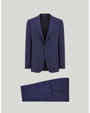 Canali Pure Wool Modern-Fit Suit With Micro-Design - Blue