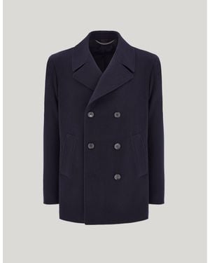 Canali Wool Double-Breasted Unlined Kei Coat - Blue