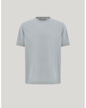 Canali Brianza Lisle Cotton T-Shirt With Double Collar - Grey
