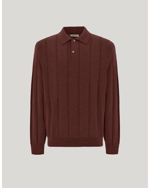 Canali Burgundy Extra-Fine Merino Wool Regular-Fit Polo Shirt - Brown