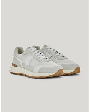 Canali Technical Fabric And Leather Runner Trainers - Metallic