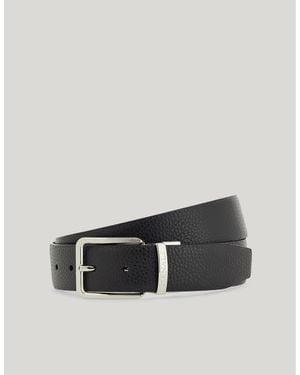 Canali Ceinture Réversible En Cuir De Veau Noire Et Marron Brownie