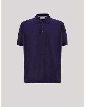 Canali Structured Cotton Polo Shirt With Three-Button Closure - Blue