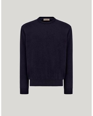 Canali Cashmere Long-Sleeved Crew Neck - Blue