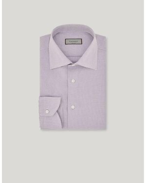 Canali Impeccabile Twill Cotton Regular-Fit Shirt - Purple