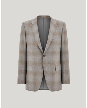 Canali Light And Walnut Silk And Cashmere Regular-Fit Overcheck Jacket - Gray