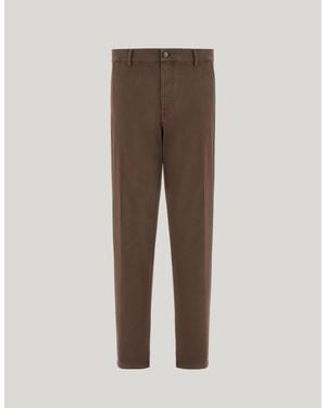 Canali Tapered Fit Dark Comfort Cotton Twill Chino Trousers - Brown