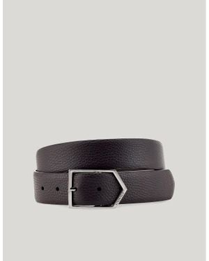 Canali Ceinture En Cuir De Veau Martelé, Marron Foncé