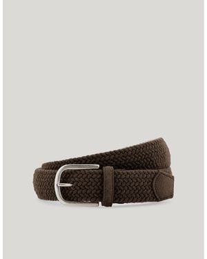 Canali Dark Leather And Wool Braided Belt - Brown