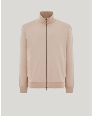 Canali Cotton Blend Zip-Up Sweatshirt - Natural