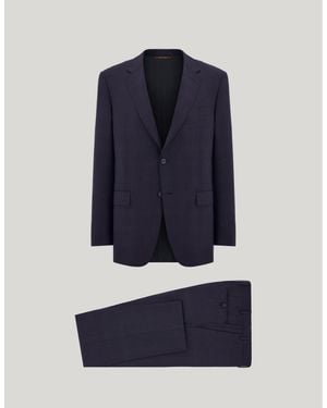 Canali Impeccabile 150's Wool Overcheck Regular-Fit Suit - Blue