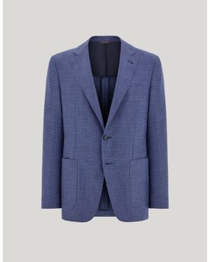 Canali Wool, Silk And Linen Modern-Fit Jacket With Check Pattern - Blue