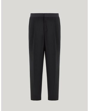 Canali Relaxed Fit Stretch Wool Tuxedo Pants - Black