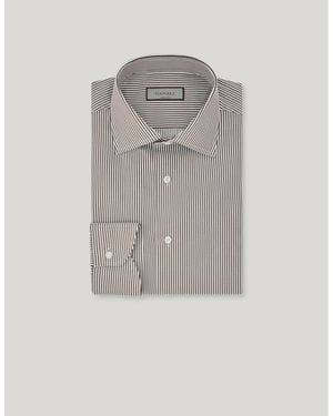 Canali Impeccabile And Striped Cotton Regular-Fit Shirt - Grey