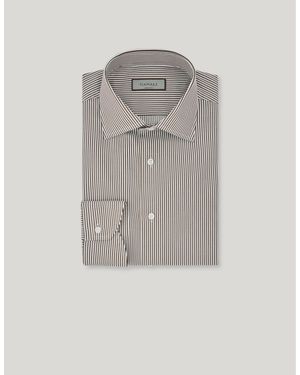 Canali Impeccabile And Striped Cotton Regular-Fit Shirt - Gray