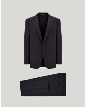 Canali Wool Tuxedo With Peak Lapels - Blue